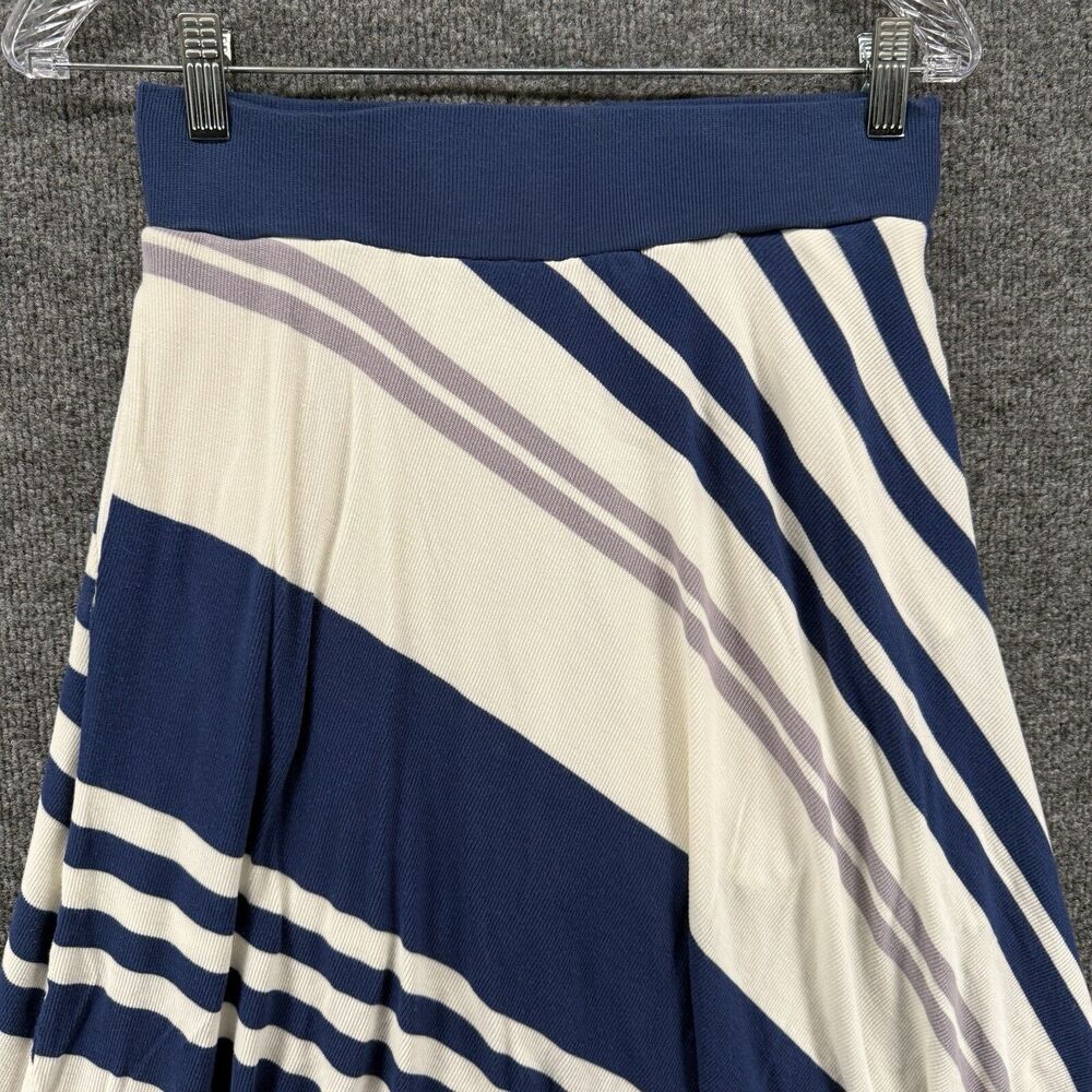 Bordeaux Skirt Small Blue‎ Striped Pull On Hi Low Casual Coastal Comfy Boho 90s - Picture 2 of 9